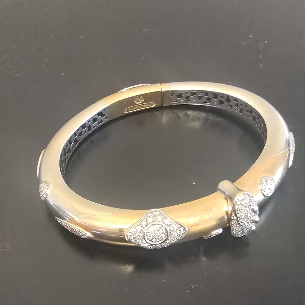 🔥Sold🔥Vtg La Nouvelle Bague 18k Gold 2 Tone Bracelet With Diamond Accents